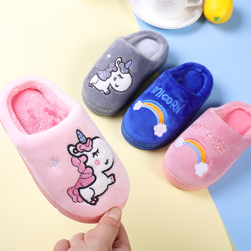 Unicorn Slippers Kids Fluffy Footwear